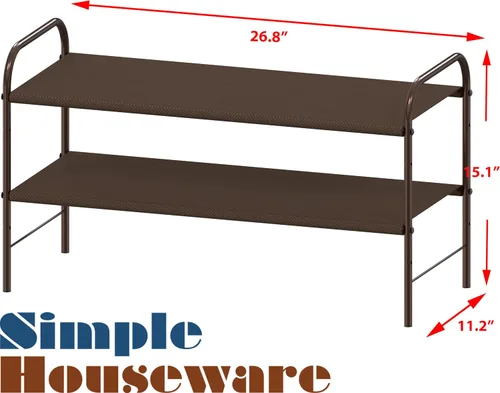 Vista 3 de Simple Houseware - Organizador de almacenamiento para zapatero de 2 niveles, color bronce