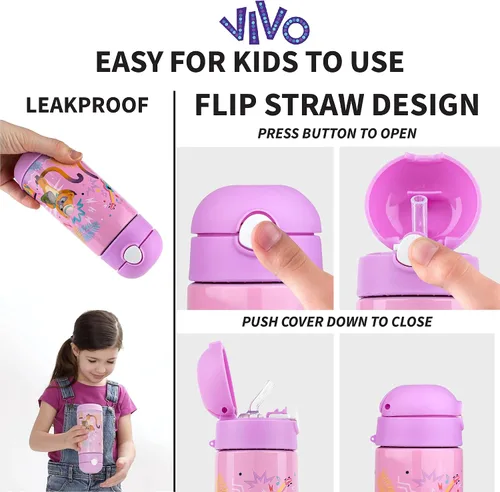 Vista 7 de Franco Botella de agua de acero inoxidable con aislamiento de doble pared para niños, 12 onzas, Sony Vivo
