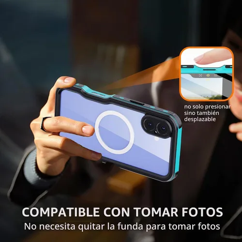 Vista 5 de Funda resistente a prueba de agua para iPhone 16 Plus de 6.7", protector