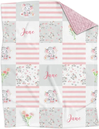 Vista 7 de Mantas de bebé personalizadas para niñas con nombre, manta de rosa rosa para bebé, niña, recién nacida, artículos esenciales imprescindibles