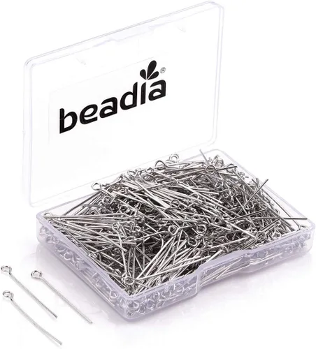 Vista 6 de BEADIA Alfileres de ojo abierto para la cabeza de oro para la fabricación de joyas de bricolaje 0.787 in 500pcs Dorado