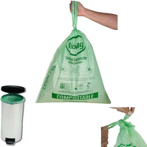 Vista 12 de Bolsas de basura compostables con cordón de 1.2 galones para restos de alimentos de BioBag, 80 unidades, certificadas por BPI, cumplen