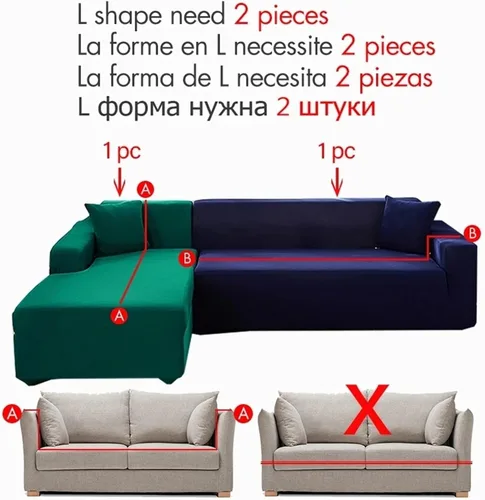 Vista 2 de MIPOPS Fundas de sofá de tela de terciopelo, funda elástica para sofá seccional, funda de sofá en forma de L, funda para sillón diván para sala de J