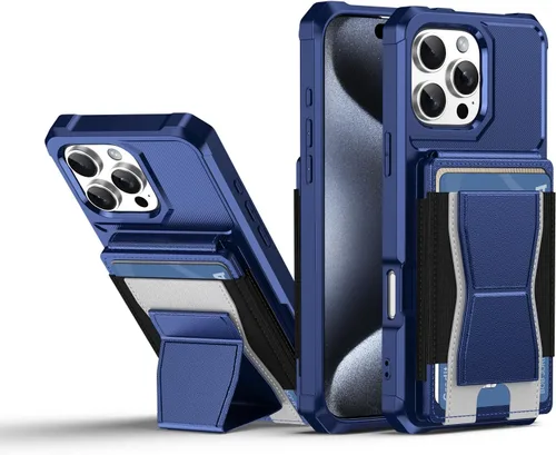 Vista 133 de Dteck Funda para iPhone 16 de 6.1 pulgadas 2024, funda de piel sintética con cierre de botón magnético, ranuras para tarjetas de crédito, función