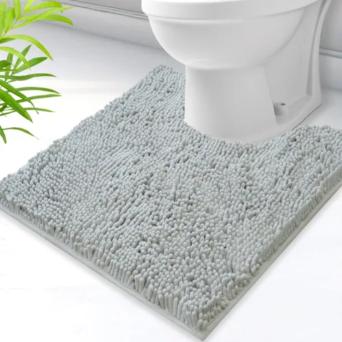 Vista 24 de Alfombras de baño en forma de U, alfombras de baño de felpilla súper absorbentes y respaldo antideslizante de PVC fuerte para inodoros, lavables a