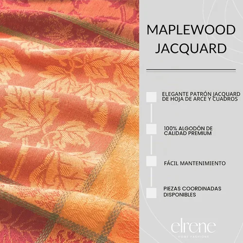 Vista 3 de Elrene Home Fashions Mantel redondo de algodón jacquard con hojas de arce para otoño/cosecha/Acción de Gracias, 70 x 70 pulgadas