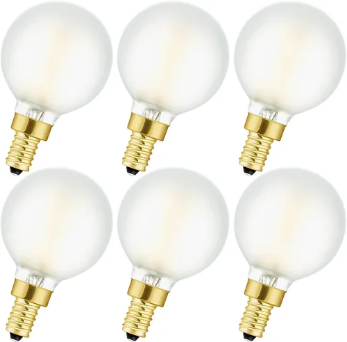 Vista 11 de Leools Bombillas LED esmeriladas E12, bombillas de candelabro regulables de 40 W, 2700 K, blanco cálido, G16.5, 4 W, E12 g50, globo vintage 4 W = 40
