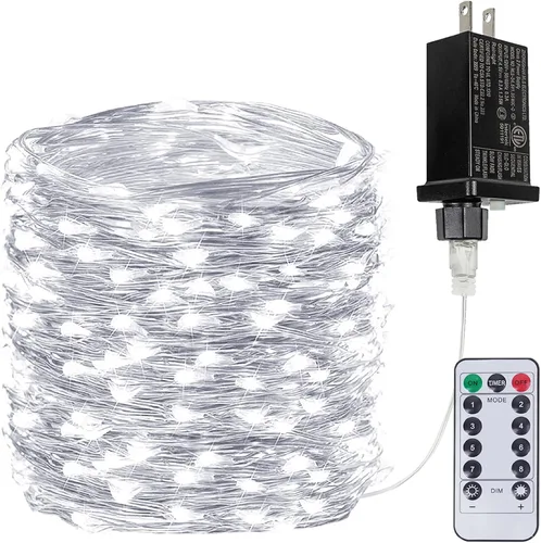 Vista 23 de Guirnalda de luces LED enchufables de 33 pies, impermeable, para exteriores e interiores, 8 modos con temporizador, luz de Navidad, decoración
