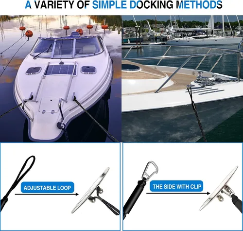 Vista 5 de Accesorios para barco de línea de muelle bungee - Pontón, moto acuática, accesorios de kayak con clip de acero inoxidable 316