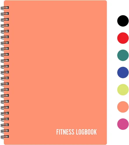 Vista 17 de Cuaderno de registro de fitness (negro) – Diario de entrenamiento A5 sin fecha para hombres y mujeres – cubierta de plástico y papel grueso – Agenda