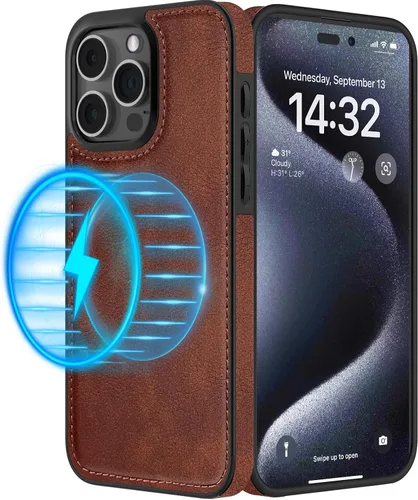 Vista 9 de LOHASIC MagSafe, funda de piel sintética suave y magnética para iPhone 15 Pro, de piel sintética, para hombres y mujeres, funda delgada de diseñador
