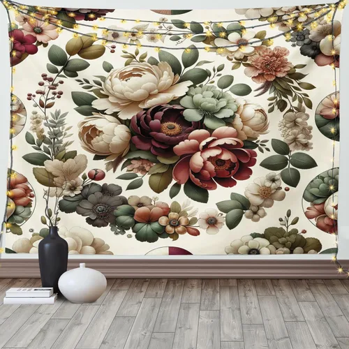 Vista 63 de Ambesonne Tapiz bohemio, diseño floral de bruja, luna y mariposa con adornos de mandala, decoración de tela para colgar en la pared para dormitorio