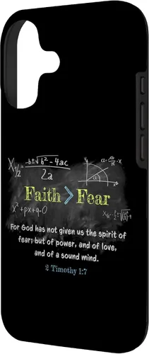 Vista 2 de Faith > Fear 2 Timothy 1:7 Christian Verse Math Equation Case for iPhone 17