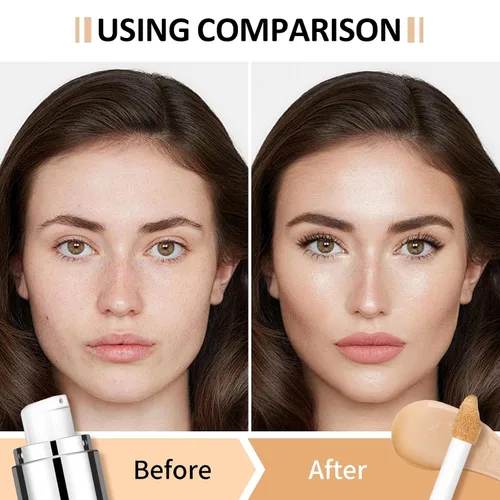 Vista 4 de Base líquida de cobertura completa, maquillaje facial impecable mate - mediano Base ligera de textura cremosa, hidratante y suavizante, a prueba
