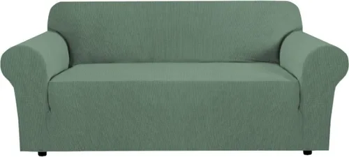 Vista 88 de H.VERSAILTEX Funda elástica para sofá, fundas suaves para muebles de 3 cojines, con tela jacquard gruesa a cuadros con parte inferior elástica, sofá