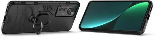 Vista 2 de Compatible con funda Xiaomi Mi 12 Pro, soporte de agarre de anillo de metal, a prueba de golpes (funciona con soporte magnético para automóvil)