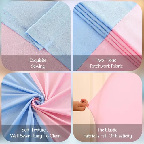 Vista 5 de Fundas de Fondo de Arco Rosa y Azul 6 Pies 5 Pies 4 Pies Fundas de Arco Elásticas Juego de 3, Funda de Arco para Revelación de Género Tela Ajustada