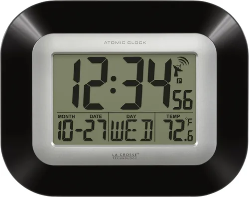 Vista 9 de La Crosse Technology, WT-8005U, 9 pulgadas. Reloj atómico digital de pared, Plástico, Negro, 1