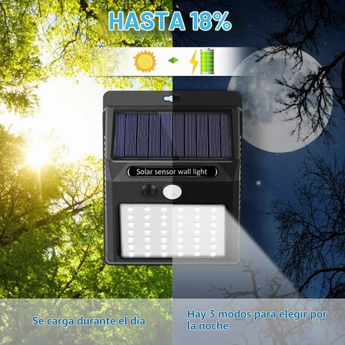 Vista 4 de Luces solares para exteriores [42 LED/3 modos de trabajo], SEZAC luces solares de seguridad con sensor de movimiento solar, inalámbricas, IP 65