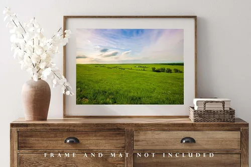 Vista 3 de Great Plains Photography Print (Not Framed) Picture of Tallgrass Prairie on Spring Day in the Kansas Flint Hills Prairie Wall Art Nature Decor