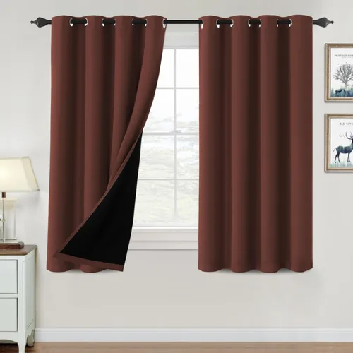 Vista 14 de H.VERSAILTEX Cortinas 100% de opacidad para dormitorio, con aislamiento térmico, cortinas opacas de 63 pulgadas de largo, cortinas de bloqueo