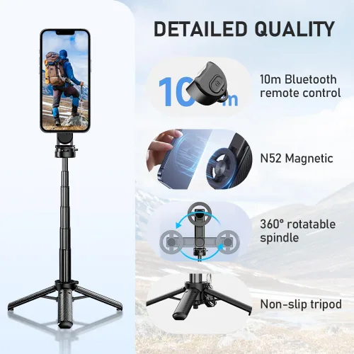Vista 4 de 2025 Nuevo palo magnético multifuncional 4 en 1 para selfie, trípode universal de rotación de 360° con control remoto, trípode Mag extensible