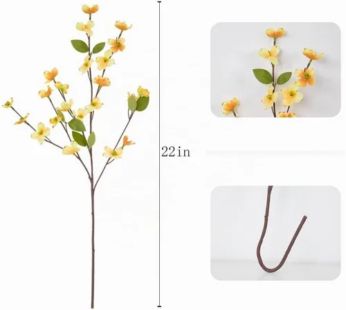 Vista 4 de Flores artificiales, tallos de flores, flores de seda de cornejo, arbusto de cornus falso para decoración del hogar, centros de mesa, 8