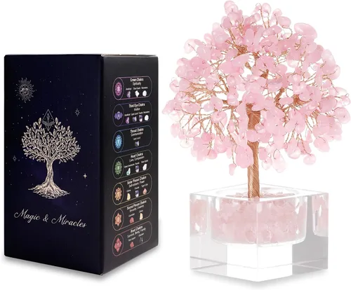Vista 15 de Árbol de la vida de cristal de amatista, decoración de escritorio de oficina en casa, árbol bonsái hecho a mano para calmar, curación espiritual