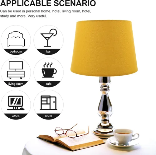 Vista 5 de Pantalla de lámpara de mesa Pantalla Pantalla para piso Tela colgante Plataforma Amarillo Escritorio