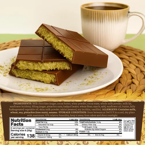 Vista 2 de Ceres Gourmet Dubai - Paquete de 3 barras de chocolate y pistacho (7 onzas cada uno), caramelo de chocolate con leche Dubai prémium con relleno