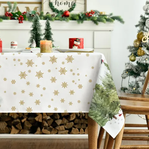 Vista 3 de Horaldaily Mantel de Navidad cuadrado de 60 x 60 pulgadas con árboles