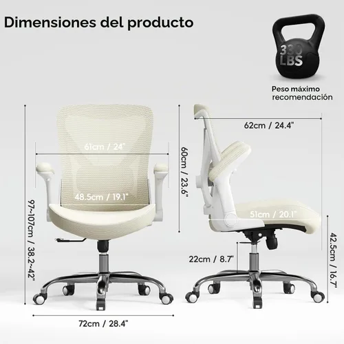 Vista 3 de Ergalithic Silla de Oficina Ergonómica para Hogar y Computadora - Silla X en Forma de Malla con Cuero PU y Soporte Lumbar Ajustable - Silla