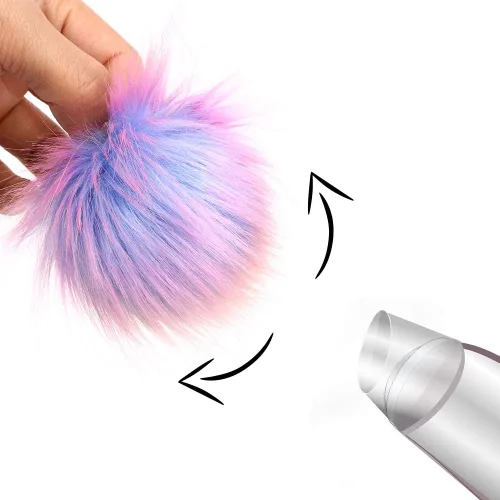 Vista 5 de 20 pompones de piel sintética coloridos, pompones de piel esponjosa de 4 pulgadas con lazo elástico para sombreros de punto, guantes, bolsas