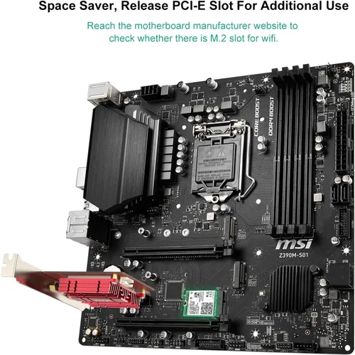 Vista 6 de EDUP® AX210NGW Tarjeta WiFi 6E Tarjeta de red Wi-Fi 6E 6G/ 5G/ 2.4GHz M.2
