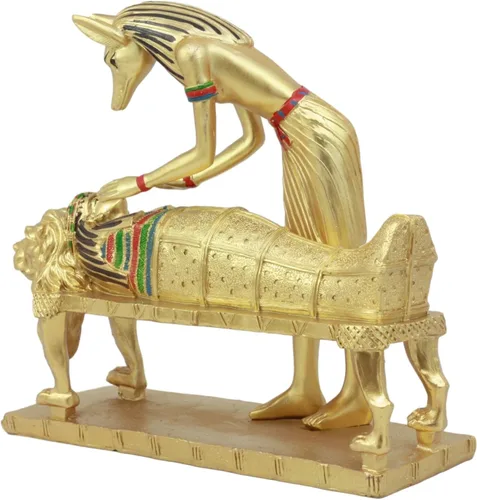 Vista 3 de Ebros Deidad egipcia antigua Anubis dorado embalsamamiento faraón Estatua de momia clásica Egipcia Dios de los muertos Guía de la escultura