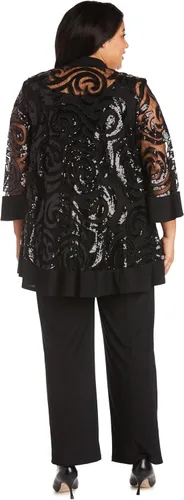 Vista 6 de Conjunto de tres piezas con chaqueta de columpio de lentejuelas y collar desmontable - Petite