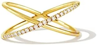 Vista 6 de AllenCOCO Anillos de oro para mujer, chapados en oro de 14 quilates, apilables, lisos, joyería de boda para niñas