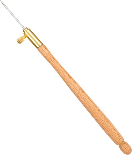 Vista 6 de Ganchos de madera francesa, aguja de bordado francés de ganchillo, mango con 3 agujas, juego de herramientas francesas antibordadas para bordar