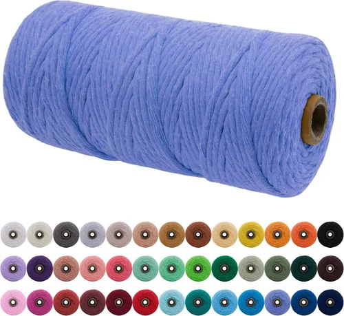 Vista 186 de JeogYong Cordón de macramé de un solo hilo 3 mm x 109 yardas (328 pies) Cuerda de algodón suave Hilo de macramé de 3 mm, suministros de macramé