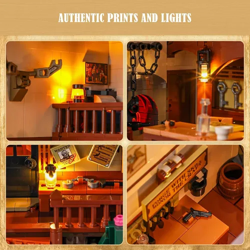 Vista 5 de Lumibricks Wild West Blacksmith Lighting - Juego de ladrillos de construcción, colección Western Forge House 2042 piezas para amantes del oeste