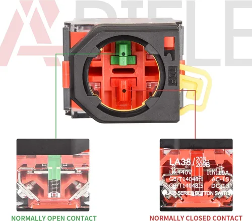 Vista 6 de APIELE Interruptor de botón momentáneo de 22MM 1NO 1NC Cabeza de metal LA36A-11BN-BLK (negro)