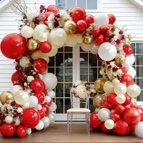 Vista 10 de Kit de arco de globos rojos y negros, guirnalda de globos con estampado de guepardo y cereza para cumpleaños, novia, baby shower, despedida de Negro