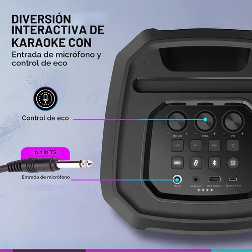 Vista 7 de PHILIPS - Altavoz Bluetooth para fiestas, refuerzo dinámico de graves, Bluetooth y entrada auxiliar, entrada de micrófono, emparejamiento
