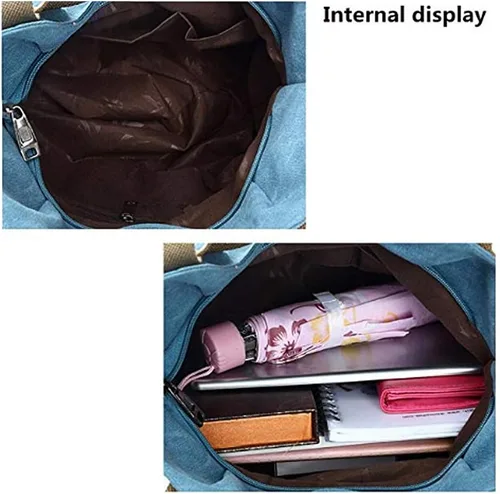Vista 5 de Bolsos de lona para mujer, bolsos de mano estilo hobo a granel, estilo vintage, retro, casual