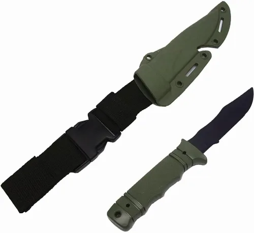 Vista 13 de Cuchillo bayoneta Toonol de plástico para entrenamiento táctico con vaina 1 pieza M9-negro