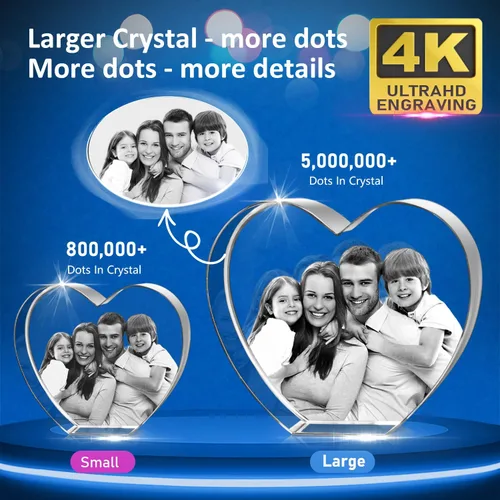 Vista 3 de HAN'S LASER Foto de cristal 3D, regalos personalizados con tu propia foto para el día de la madre, aniversario, boda, cumpleaños, Navidad, imagen 3D