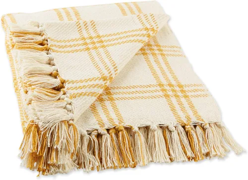 Vista 13 de DII Modern Farmhouse Plaid Collection - Manta de algodón con flecos, 50 x 60 pulgadas, color blanco/verde antiguo