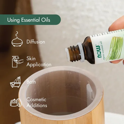 Vista 3 de NOW Aceites esenciales, aceite orgánico de eucalipto globulus, aroma clarificador de aromaterapia, destilado al vapor, 100% puro, vegano, tapa