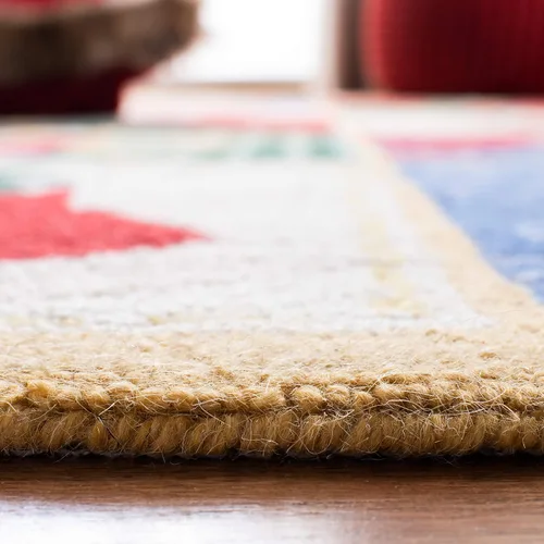 Vista 3 de SAFAVIEH Alfombra decorativa de lana hecha a mano de 2 x 3 pies, colección Chelsea, diseño de temporada, blanco y multicolor, ideal para entrada