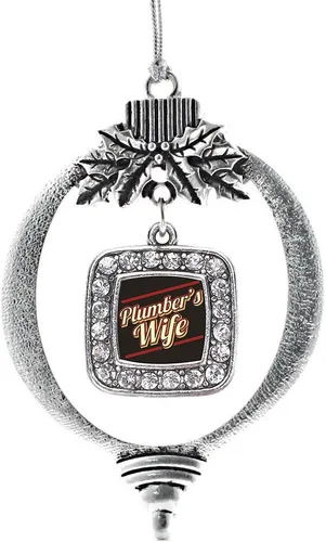 Vista 149 de Inspired Silver - Adorno con dije de reina de rodillo - Adornos navideños cuadrados de plata con joyas de circonita cúbica